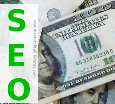 SEO word written on a money background