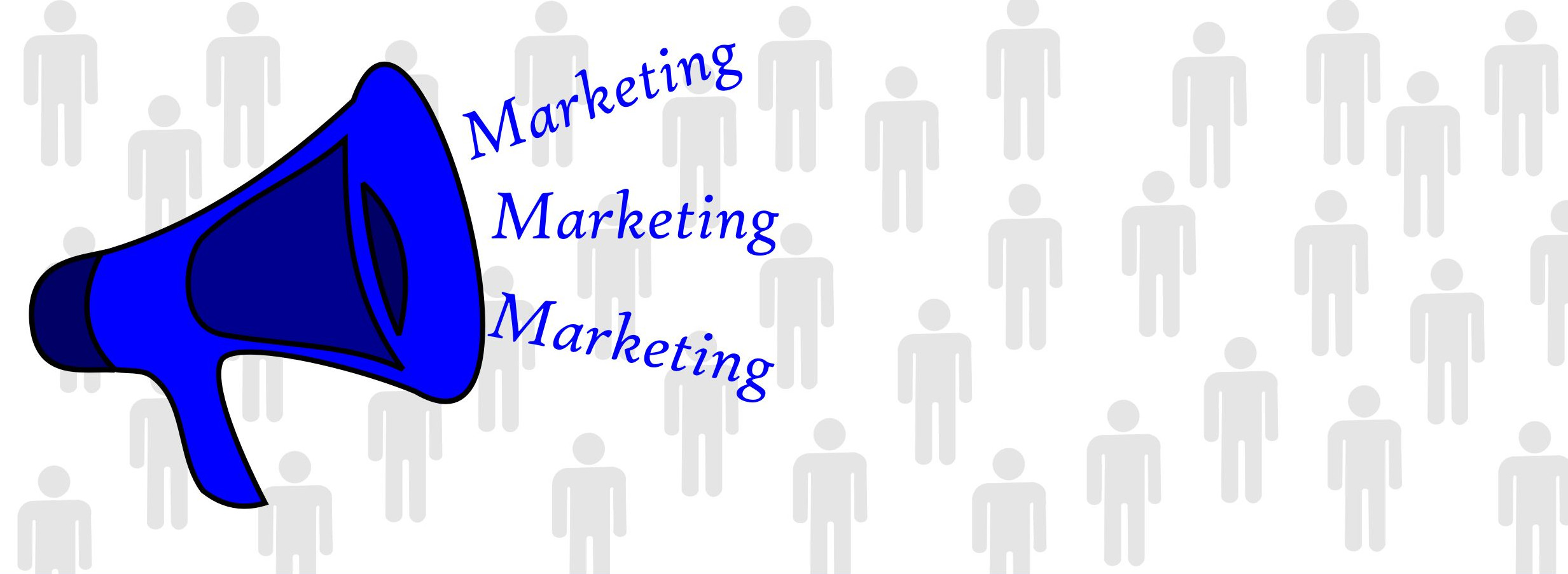 marketing to a crowd with a blue megaphone